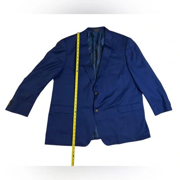 ⭐️SOLD⭐️ Old Money Paisley Lined Slim Fit Blue 100% Wool Suit Indochino 2-Piece - Picture 11 of 16